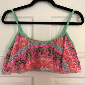 Neon Boho Print Girls Bikini Top